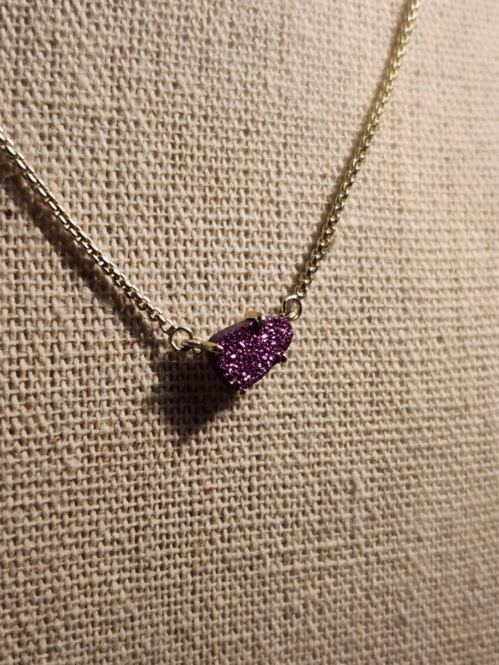 KENDRA SCOTT glittery pink Arleen pendant necklace gold tone  2"extender
